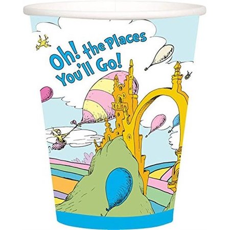 BIRTH5000 Birth5000 310937 9 oz Dr Seuss Oh The Places You will Go Paper Cup; Multi Color 310937